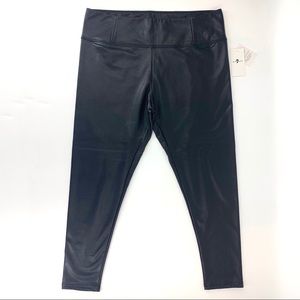 7 For All Mankind NWT Black Vegan Leather Leggings, 2X